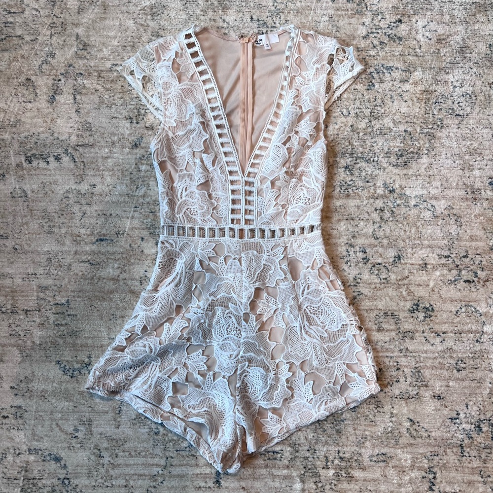 “By The Way/Superdown” Lace Floral Romper